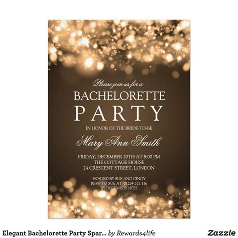 Sparkling Lights Gold Elegant Bachelorette Party Invitation Zazzle