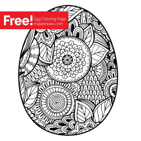 Antistress coloring pages freehand sketch drawing with doodle and zentangle elements in black and white with easter pictures for. Free Easter Egg Coloring Page - Make Breaks