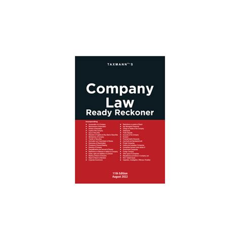 Taxmann Company Law Ready Reckoner A Comprehensive Guide To Companies
