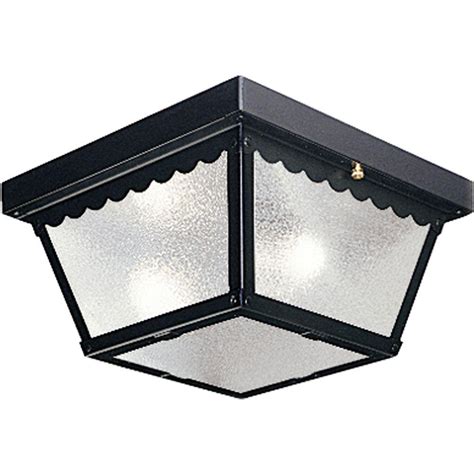 Adding chandeliers to rooms with higher ceilings helps fill the space and add elegance to the area. Progress Lighting 2-Light Black Outdoor Flushmount-P5729 ...