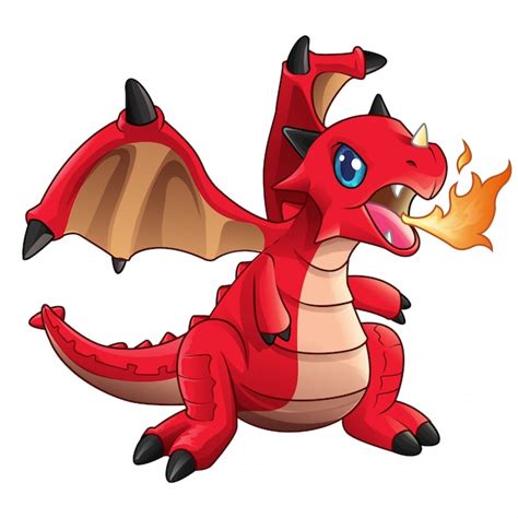 Premium Vector Cute Baby Red Dragon Spit Fire Vector