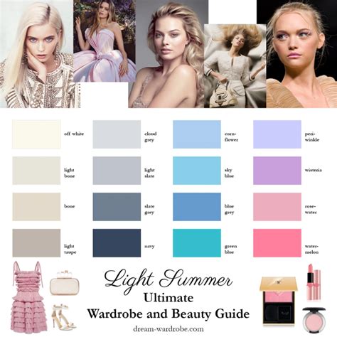 Light Summer Color Palette And Wardrobe Guide Dream Wardrobe Summer Color Palettes Soft