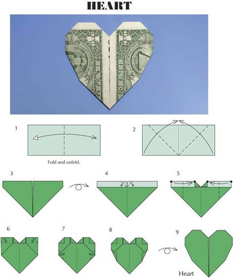 Fold Money Into A Heart Shaped Dollar Bill Origami For The Wedding