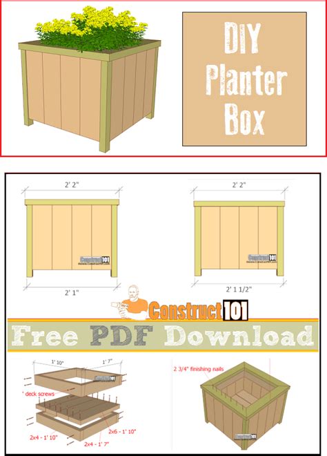 Planter Box Plans Pdf Download Construct101