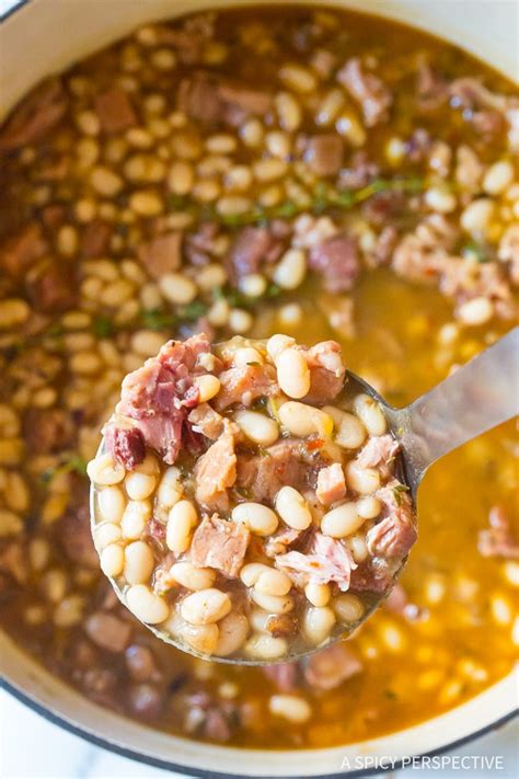 What to eat with navy bean soup? Nana's Epic Navy Bean Ham Bone Soup (Video) - A Spicy ...