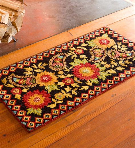 Hooked Wool Floral Paisley Hearth Rug Plow And Hearth