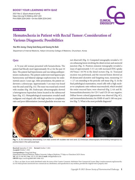 Pdf Hematochezia In Patient With Rectal Tumor Consideration Of Various Diagnostic Possibilities