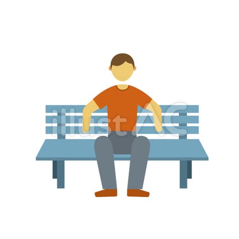 ベンチに座る男性イラスト No 852631／無料イラストフリー素材なら「イラストac」
