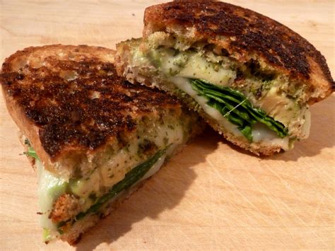 Cracked Pepper Grilled Cheese With Pesto Spinach And Avocado