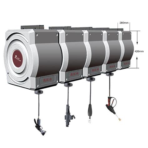 Neverleak poly wall mount hose reel with manual hose guide #2415500. Automatic retracting industrial hose reels