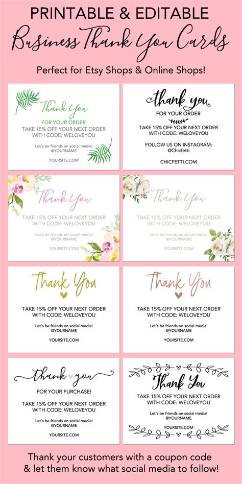 Printable Thank You Business Cards Free