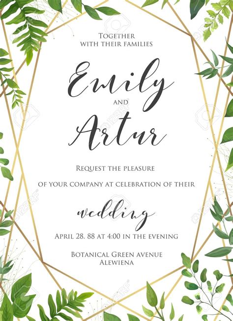 Natural Botanical Wedding Invitation Invite Save The Date Template
