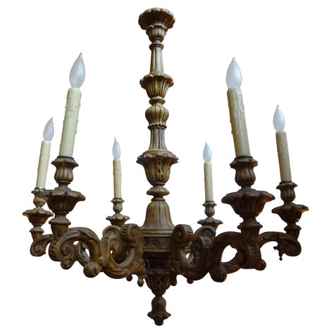 Vintage Swedish Carved Wood Rococo Style 6 Arm Chandelier At 1stDibs