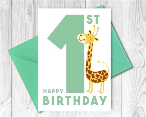 First Birthday Card Printable 1 Year Old Birthday Card Gender Neutral