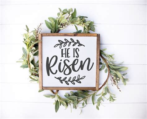 He Is Risen Easter Sign Matthew 286 Farmhouse Easter Sign Etsy In