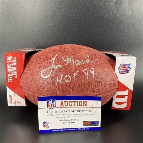 Nfl Auction Hof Rams Tom Mack Signed Authentic Football With Hof