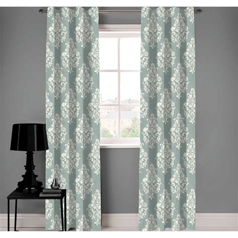 A1 Home Collections Designer Greenwhite Damask Organic Cotton Curtain