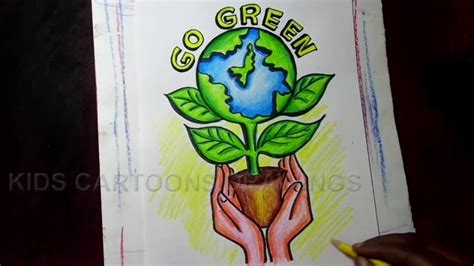 How To Draw Go Green Save Trees Save Earth Poster Drawing Youtube