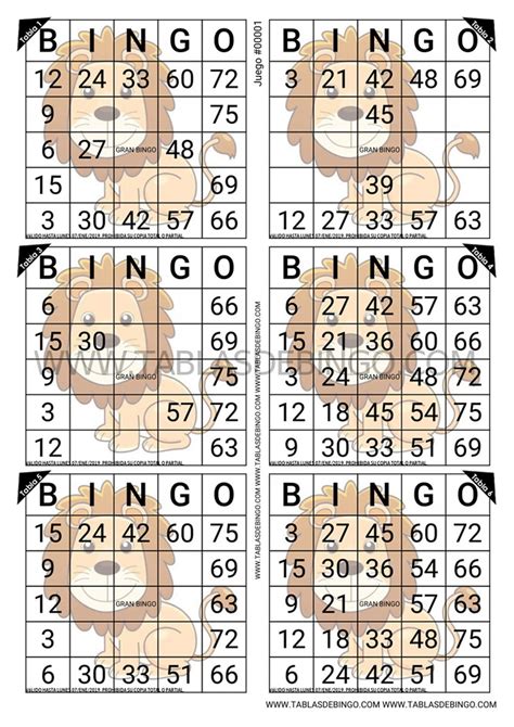 Tablas De Bingo