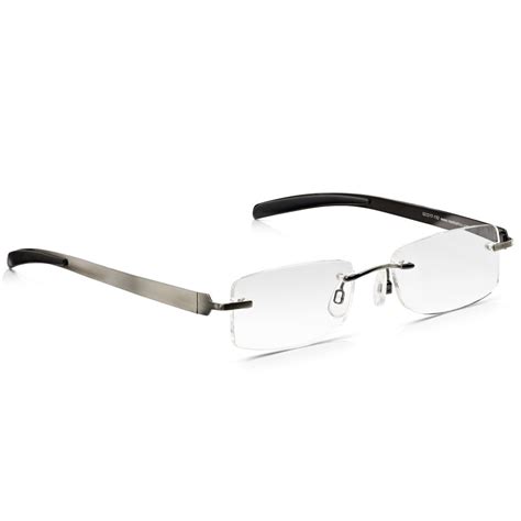 Buy Read Optics Mens Gunmetal Flat Stainless Steel Rimless Rectangle Reading Glasses