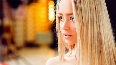 Baggrunde ansigt model portræt langt hår fotografering kjole mode platin blonde Sergey