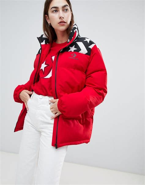 Converse Converse Puffer Jacket In Red Exclusive At Asos