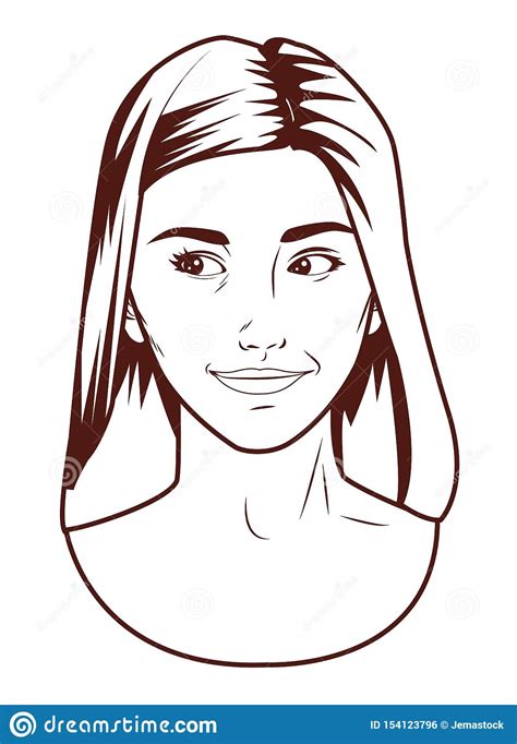 Pop Art Beautiful Woman Face Smiling Cartoon In Black And White Stock Vector Illustration Of