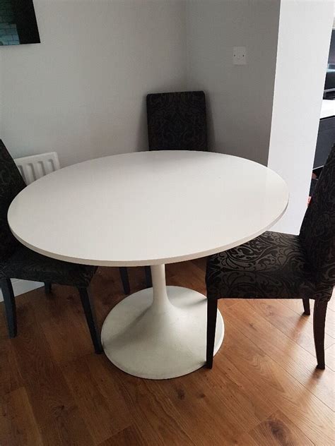 We have tested it for you! Ikea, Docksta round white Dining Table & 6 NEXT Black and ...