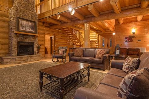 Magical log cabin with indoor pool jacuzzi. Huge Log Cabin, 6 BR Suites with Priv Bath, Mtn View, Game ...
