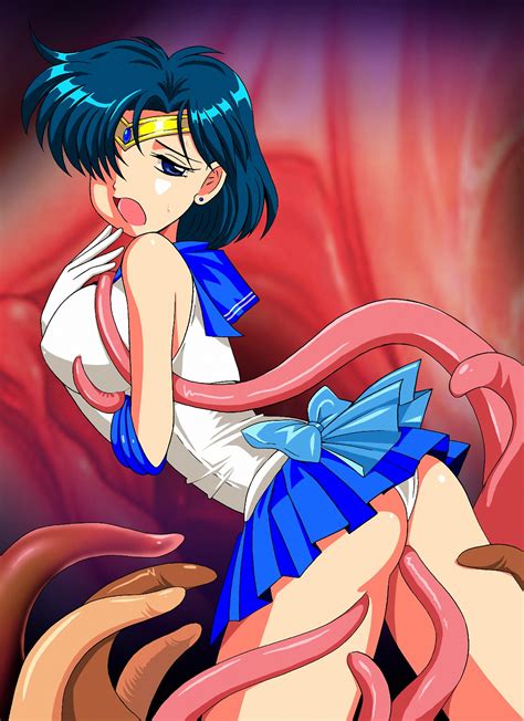 Rule 34 Ami Mizuno Bishoujo Senshi Sailor Moon Blue Eyes Blue Hair Choker Consensual Tentacles