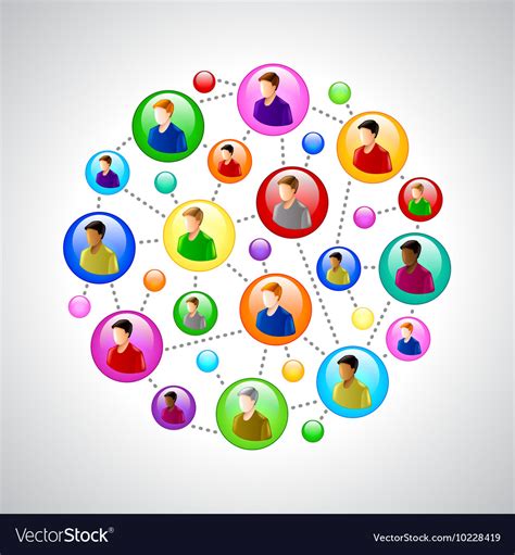 People Networking Concept With Colorful Circles Vector Image