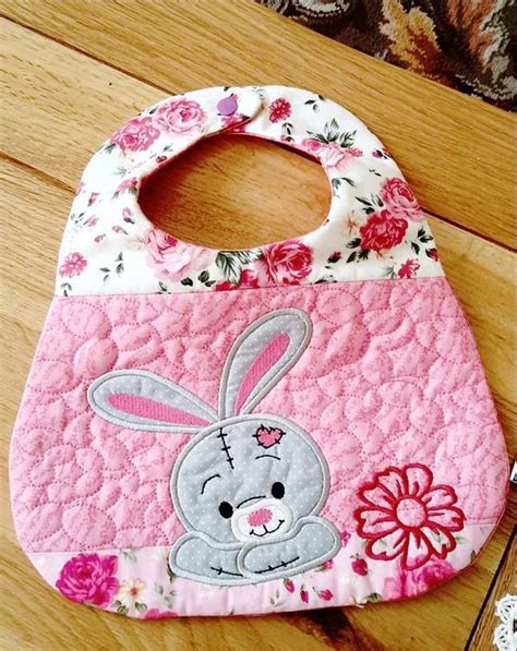 Baby Bib With A Cute Bunny Applique In The Hoop Ith Machine