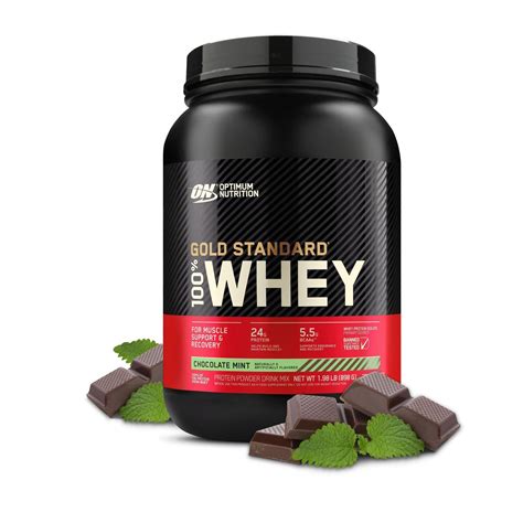 optimum nutrition gold standard 100 whey protein powder 24g protein chocolate mint 1 98 lb
