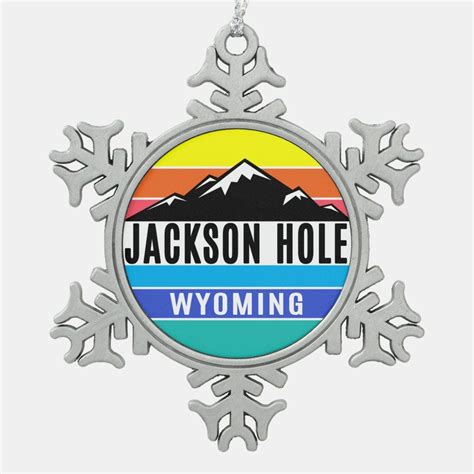Ski Jackson Hole Wyoming Skiing Snowflake Pewter Christmas Ornament