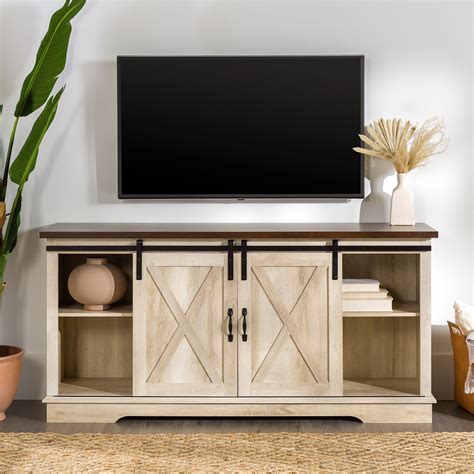 Woven Paths Sliding Farmhouse Barn Door Tv Stand For Tvs Up To 65