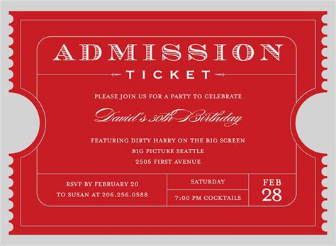 Free Printable Admission Tickets
