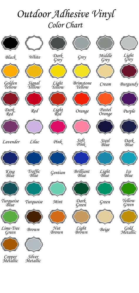Cricut Infused Ink Color Swatch Chart Vinyl Editable Vinyl Color Chart