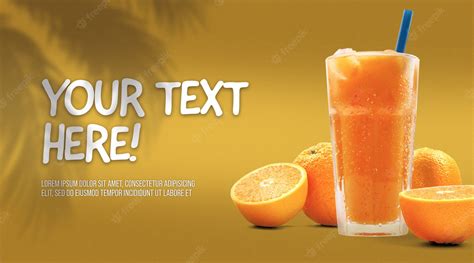 Premium Psd Freshly Squeezed Orange Juice In Tall Glass Mockup