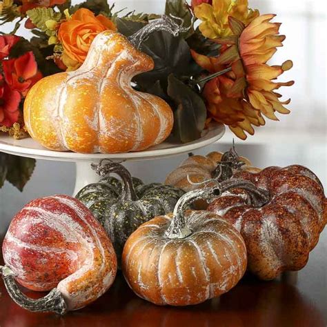 Assorted Frosted Faux Pumpkins And Gourds Vase And Bowl Fillers