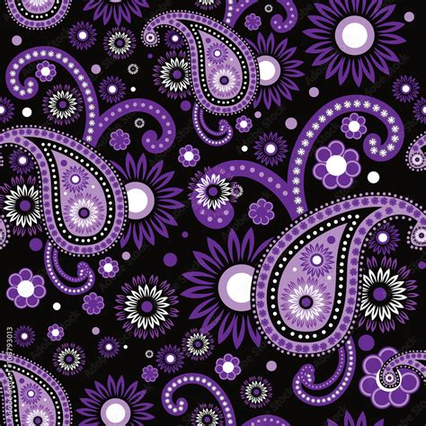 Violet And Purple Paisley Seamless Pattern Eps 10 Vector Stock Vector Adobe Stock