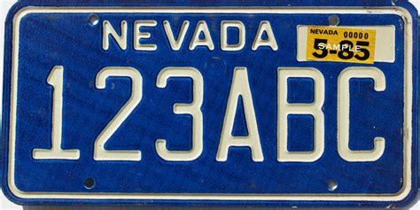 1985 Nevada Sample 123abc Real Sample License Plates