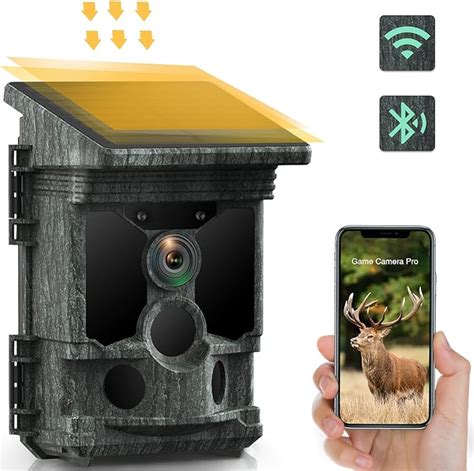 Solar Powered 4k Trail Cameras Wifi 36mp Bluetooth Game Camera With