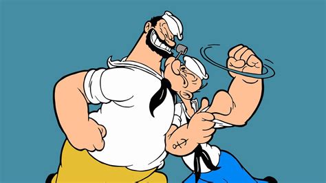 Popeye Fights With Big Man In Blue Background Hd Popeye Wallpapers Hd