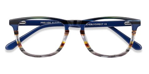 Blue Striped Rectangle Eyeglasses Available In Variety Of Colors To