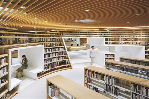 The Design Of This Japanese Library Evokes A Curving River
