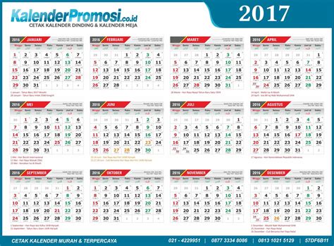 Download Template Kalender Indonesia Lengkap Dengan Hari Libur 2017