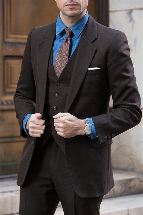 Checked shirt and charcoal suit combination 2. Dark Brown Suit Shirt and Tie Combinations - He Spoke Style