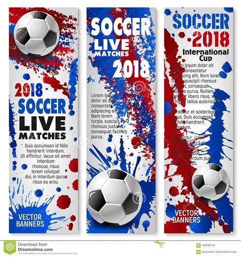 Football Sport Match Banner With Soccer Ball Stock Vector