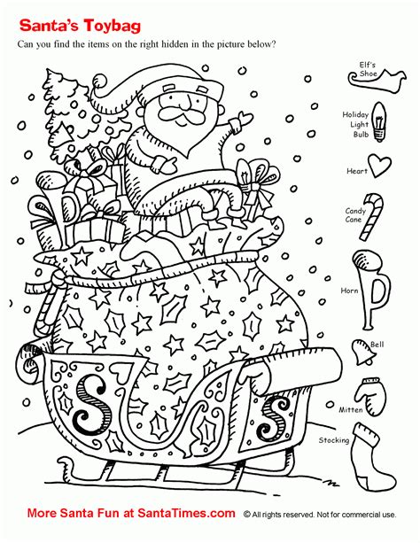 Free Printable Christmas Hidden Pictures Worksheets