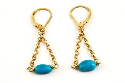 Gold Vermeil Turquoise Chain Earrings